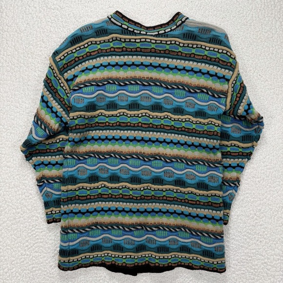 Coogi Style Cardigan Sweater Womens M Colorful Textured Knit Retro 90s Chunky 3D - Picture 4 of 6